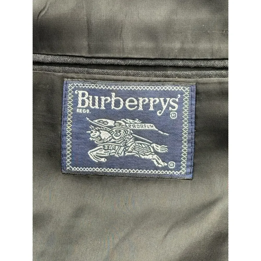 Vintage Burberrys Saks Fifth Avenue Mens Gray 100% Wool Blazer USA Made 42 44